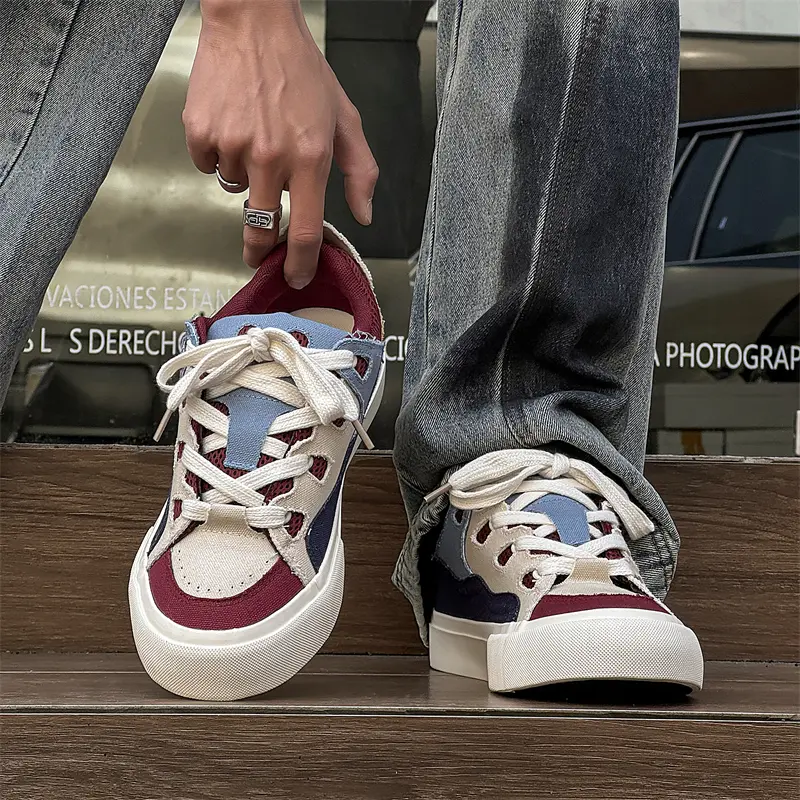 Retro Men's Canvas Skateboard Tenis Non-slip Streetwear Breathable Male Student Casual Leisure Flat Skateboar Walking Shoes