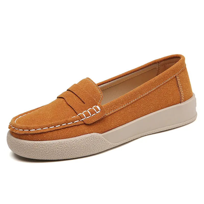 Women Faux Suede Casual Shoes New Platform Shoes Woman Fashion Brand Designer Women Flat Soft Sole Non-slip Shoes 2025