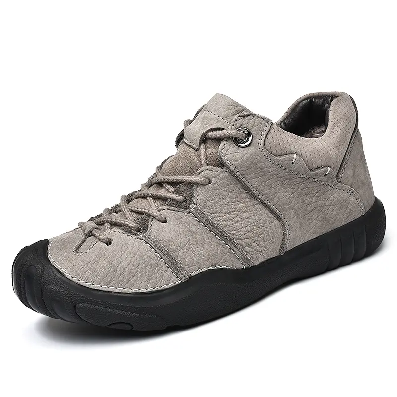 Hiking Shoes Men Genuine Leather Cowhide Trekking Boots Trend Black Sports Top Quality Outdoor Walking Sneakers Non Slip Casual