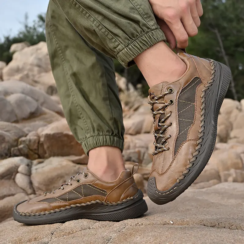 Men Summer Casual Shoes Fashion Breathable Walking Shoes Thick Sole Boat Shoes Soft Flat Men Shoes Outdoor Non-slip Men Sneakers