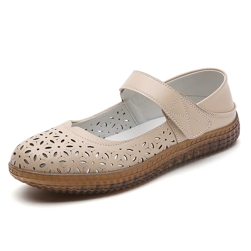 Summer Sneakers for Women Soft Leather Sandals Flexible Mary Jane Shoes for Women Nurse Walking Sandals Breathable Non slip