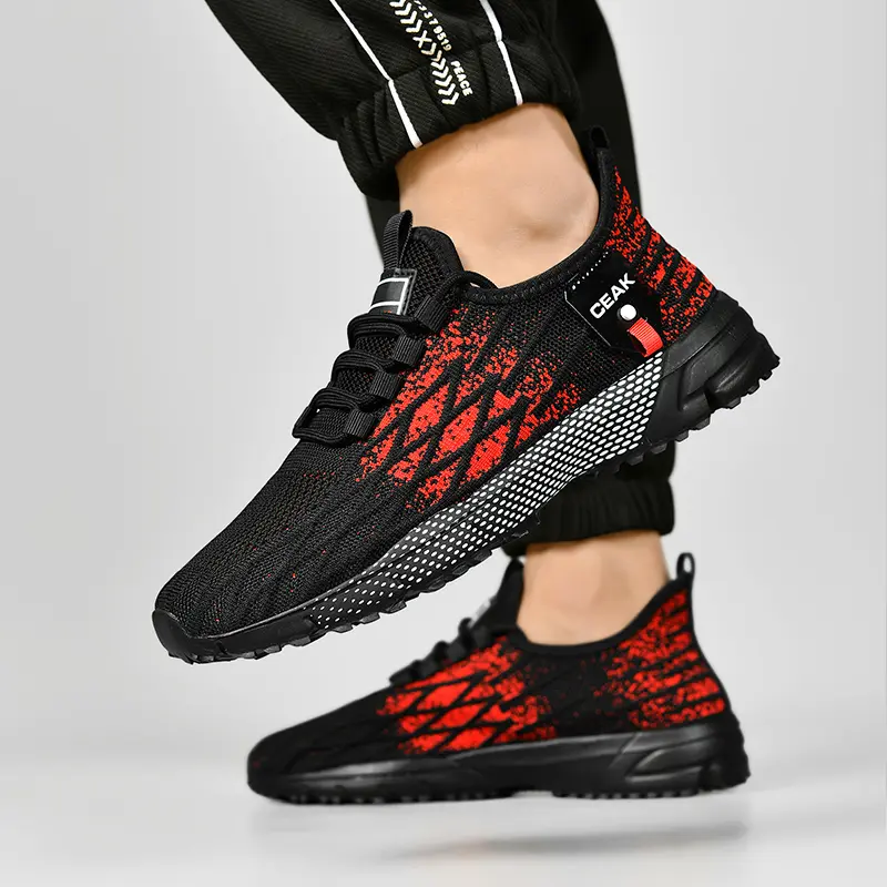 Running Sneaker Plus Size 50 Men Shoe Fashion Casual Knitting Mesh Breathable Height Increased Flat Platform Sport Shoe Trainer