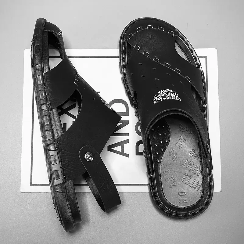 Rubber Slippers for Men Beach Hole Sandals Man Flat Casual Adult 2025 Fashion Comfortable Elegant Summer Sale Shoes