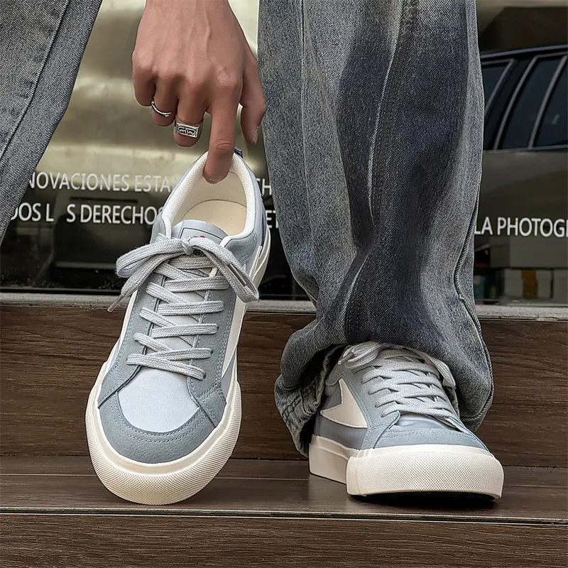 2025 Men's Canvas Flat Shoes Casual Vulcanizing Breathable Thick-soled Youth Cricket Student Trend Board Comfort Skateboard Shoe