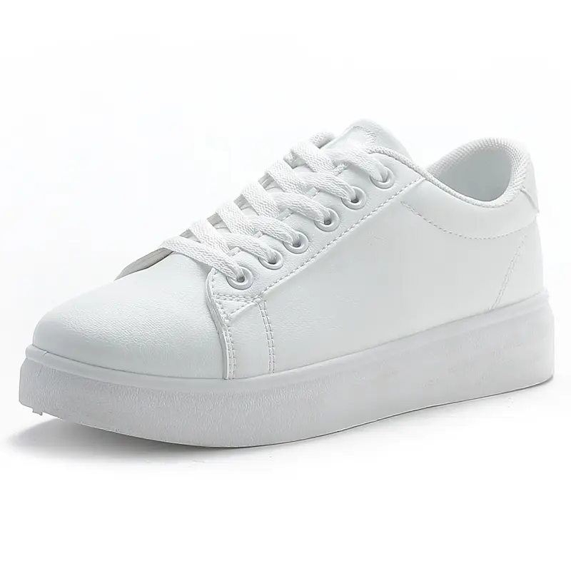 White Women Shoes Comfortable Casual Skateboard Shoes Solid Leisure Sneakers Lightweight Walking Vulcanized Platform Lace Up Cas