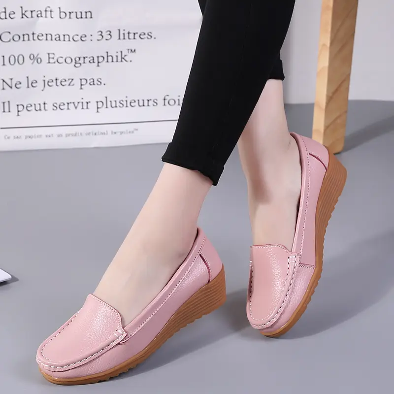 Women Shoes Soft Leather Shoes With Heels Loafers Black Flat Shoes Women's Moccasins Casual Flats Female Footwear