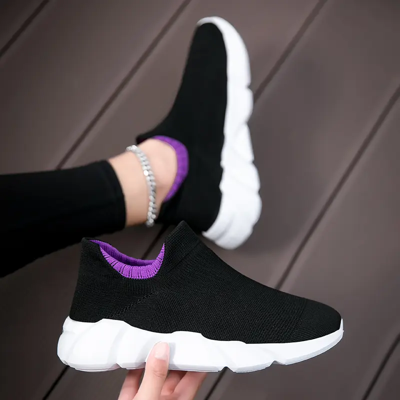 Women Casual Shoes Breathable Knit Mesh Socks Sneakers Unisex Outdoor Walking Shoes Women Trainers Plus Size 42