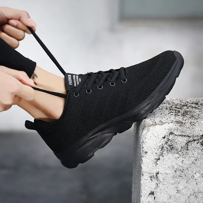 Black Tenis Feminino Women Running Vulcanized Shoes Mesh Light Soft Sneakers Female Flats Platform Lace Up Casual Basket Femme