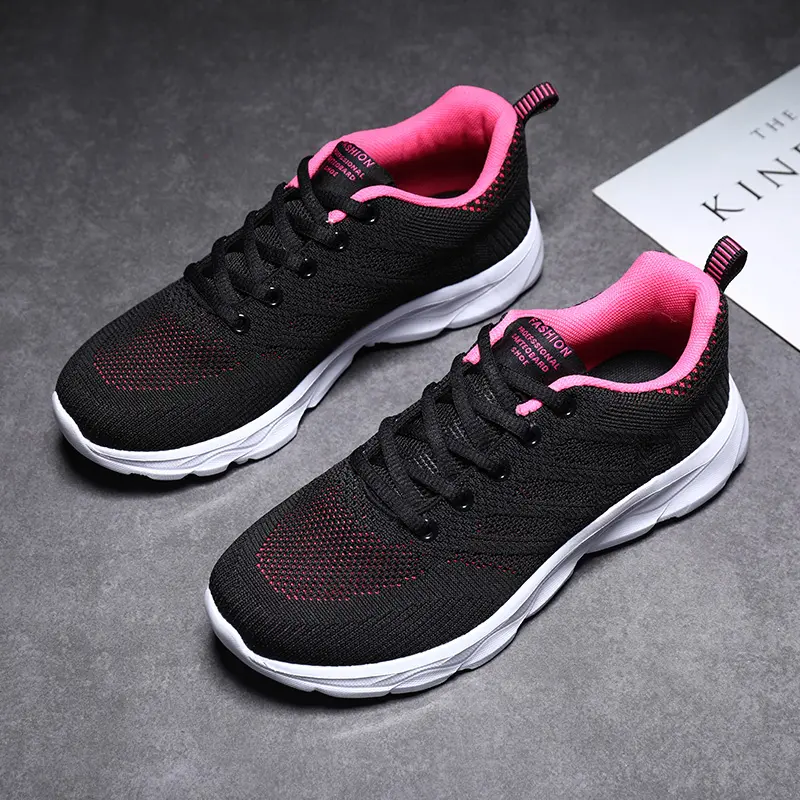 Black Tenis Feminino Women Running Vulcanized Shoes Mesh Light Soft Sneakers Female Flats Platform Lace Up Casual Basket Femme