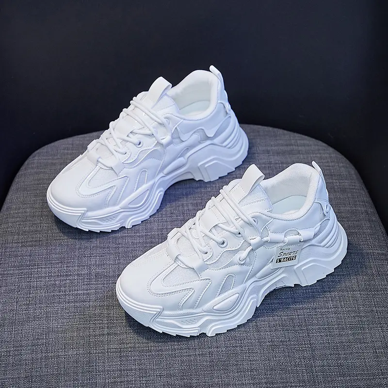 Womens Shoes Platform Autumn Leather 2025 New Versatile Black Casual Sneaker Solid Color Lace Up Vulcanize Shoes Tenis Feminino