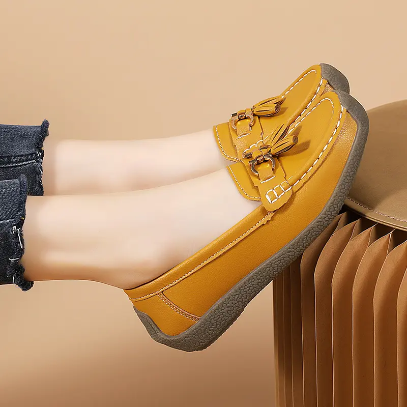 2025 Summer Fashion Sneakers Women Comforty Flats Soft Hand-stitching Leather Casual Shoes Slip On Loafers Walking Shoes