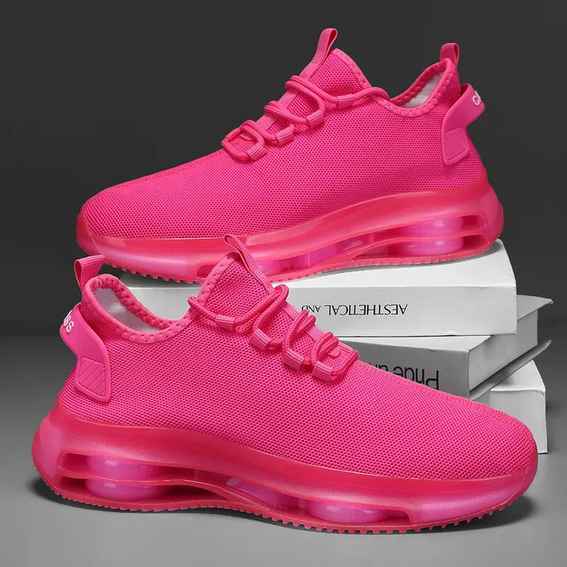 Summer Fashion Lightweight Fly Woven Shoes with Thick Sole for Increased Comfort and Wear Resistance Lace Up Sports Shoes Size45