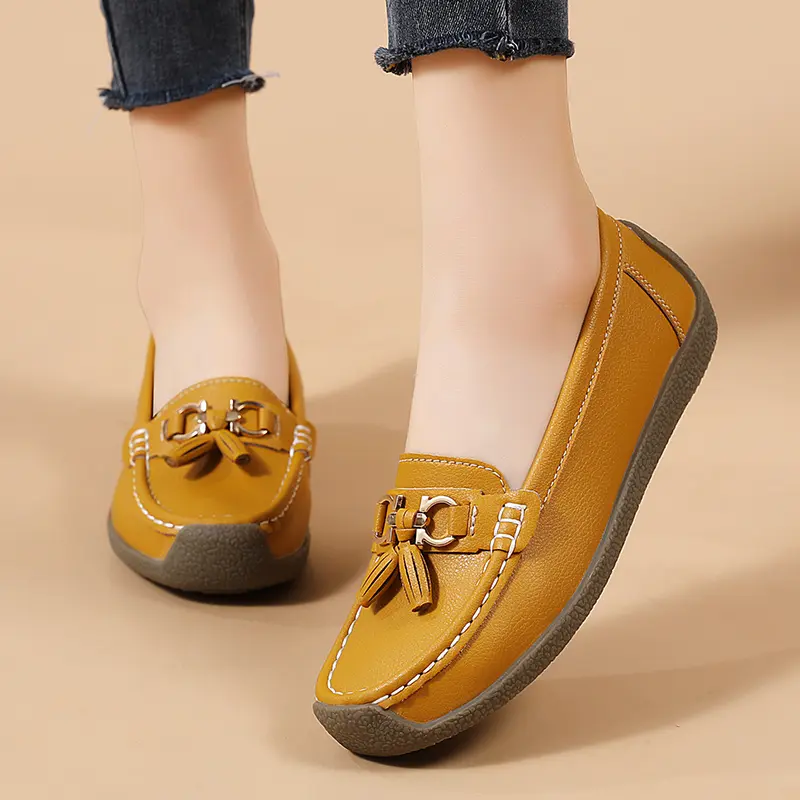 2025 Summer Fashion Sneakers Women Comforty Flats Soft Hand-stitching Leather Casual Shoes Slip On Loafers Walking Shoes