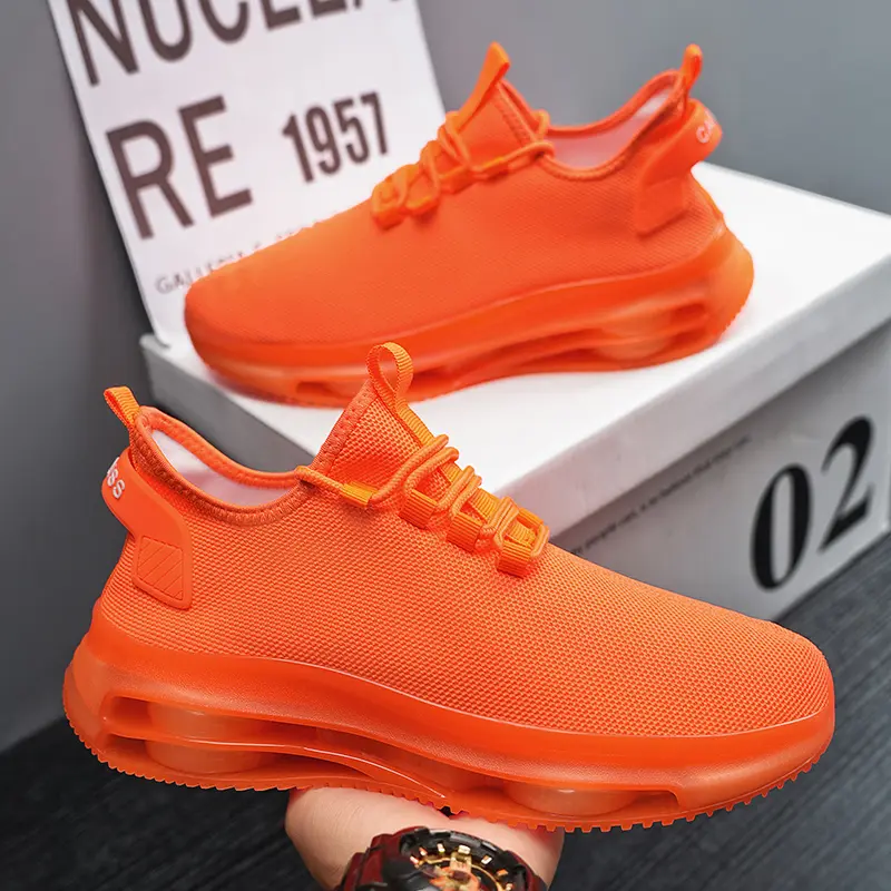 Summer Fashion Lightweight Fly Woven Shoes with Thick Sole for Increased Comfort and Wear Resistance Lace Up Sports Shoes Size45