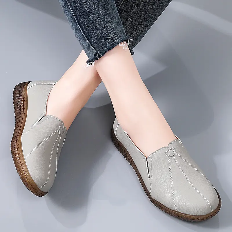 Soft Loafers Black Leather Shoes Anti-Slip Casual Women Comfort Work Flats Sneakers Zapatillas De Mujer Korean Style Ladies Flat