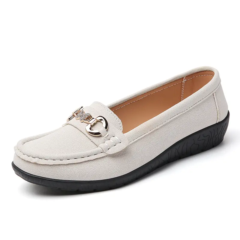 New Women Moccasins Flats Shoes Ladies Genuine Leather Shoes Woman Loafers Slip On Comfy Shoes Ladies Casual Shoes Size 44