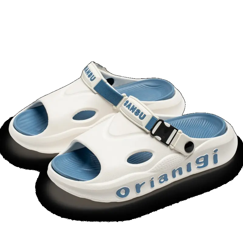 Summer Men's Slippers EVA Casual Home Breathable Non Slip Sandals with Rotating Buttons Beach Travel Shopping Paired with Shorts