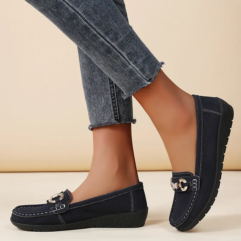 New Women Moccasins Flats Shoes Ladies Genuine Leather Shoes Woman Loafers Slip On Comfy Shoes Ladies Casual Shoes Size 44
