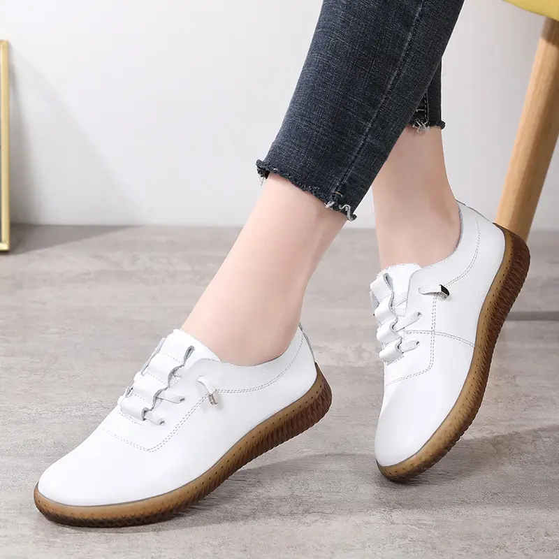 Women Shoes Fashion Women's Loafer Trend Leather Shoes White Zapatos De Mujer Comfortable Woman Shoes Slip On Footwear