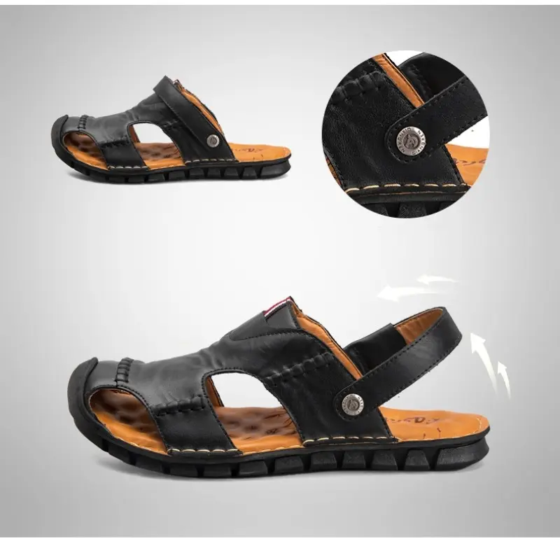 Summer Sandals Men Leather Classic Hollow Out Roman Sandals 2025 Slipper Outdoor Sneaker Beach Water Trekking Footwear