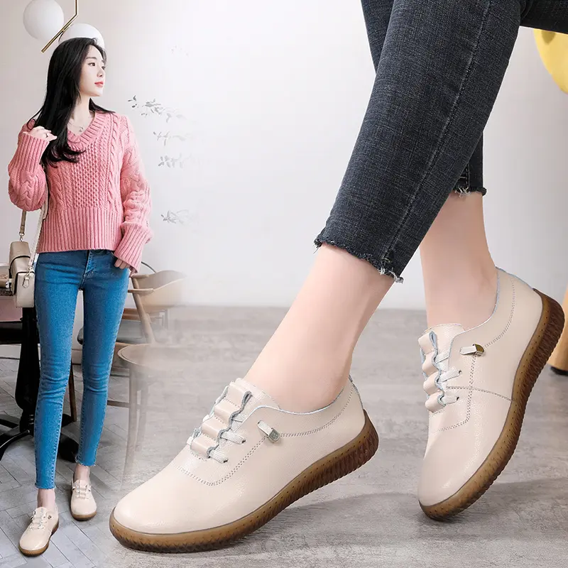Women Shoes Fashion Women's Loafer Trend Leather Shoes White Zapatos De Mujer Comfortable Woman Shoes Slip On Footwear