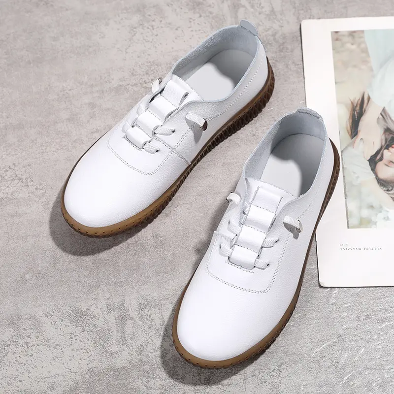 Women Shoes Fashion Women's Loafer Trend Leather Shoes White Zapatos De Mujer Comfortable Woman Shoes Slip On Footwear