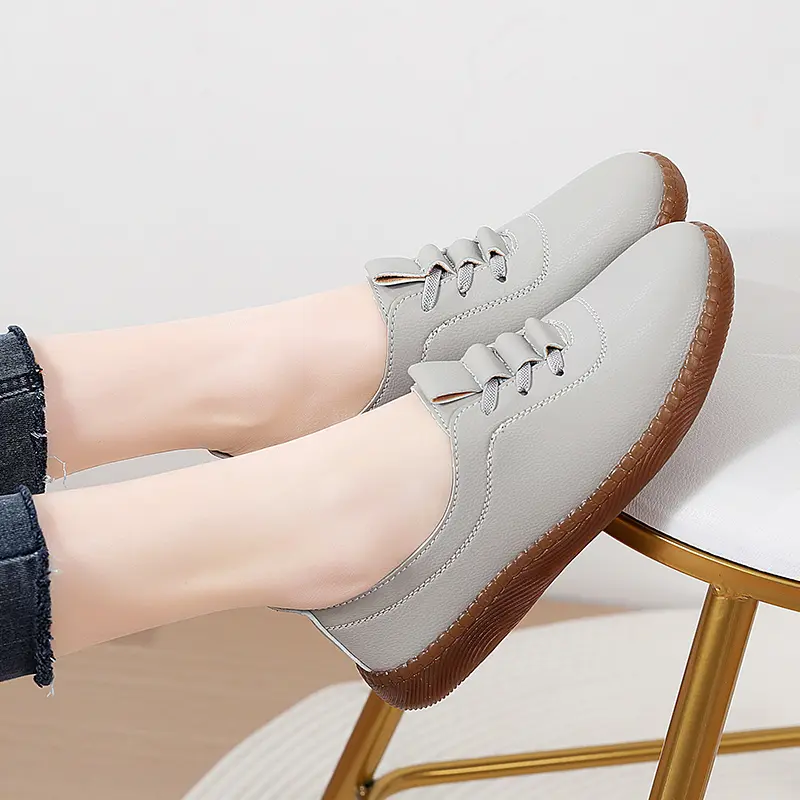 Summer Casual Women Flats Half Flat Shoes Ladies Girls Slip On Moccasins 2025 New Arrival Black Leather Woman Shoes Sneaker