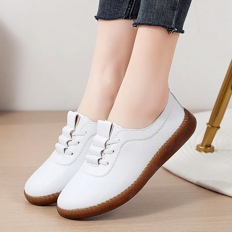 Summer Casual Women Flats Half Flat Shoes Ladies Girls Slip On Moccasins 2025 New Arrival Black Leather Woman Shoes Sneaker