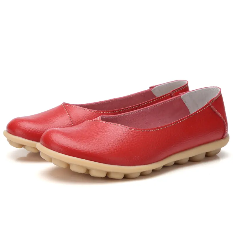 Flats For Women Comfortable Genuine Leather Flat Shoes Woman Slipony Loafers Ballet Shoes Female Moccasins Big Size 35-44