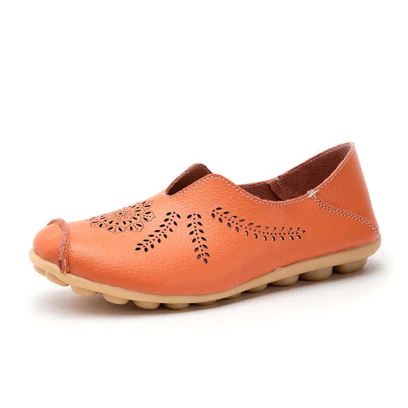 2025 Spring Summer Women Genuine Leather Flats Women Casual Sneakers Creepers Cutouts Slip on Flat Moccasins Shoes Woman