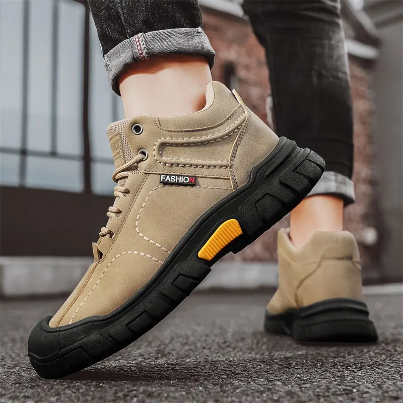 Men's Shoes Four Seasons Non-slip Wear-resistant High-top Hiking Shoes Fashion British Casual Shoes Outdoor Tooling Shoes