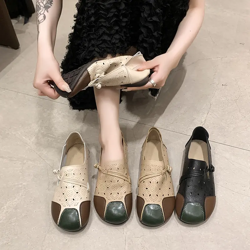Shoes for Woman Flats Mokasin Summer Womens Sandals Slip on Barefoot Round Toe Hollow Comfortable Soft Cheap