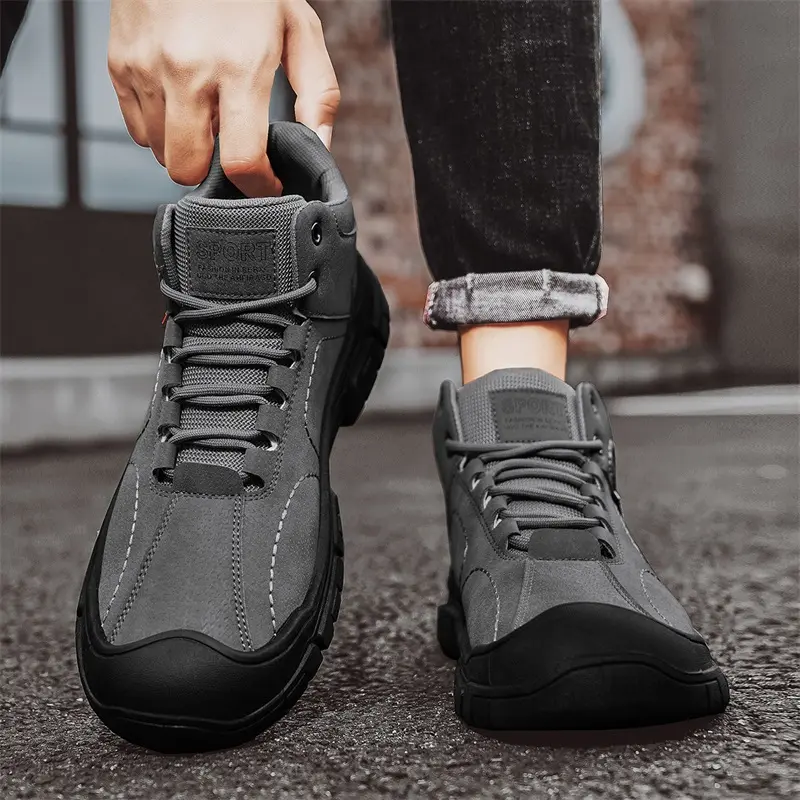 Men's Shoes Four Seasons Non-slip Wear-resistant High-top Hiking Shoes Fashion British Casual Shoes Outdoor Tooling Shoes