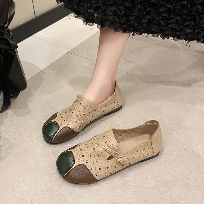 Shoes for Woman Flats Mokasin Summer Womens Sandals Slip on Barefoot Round Toe Hollow Comfortable Soft Cheap