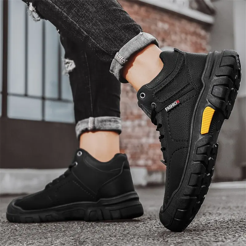 Men's Shoes Four Seasons Non-slip Wear-resistant High-top Hiking Shoes Fashion British Casual Shoes Outdoor Tooling Shoes