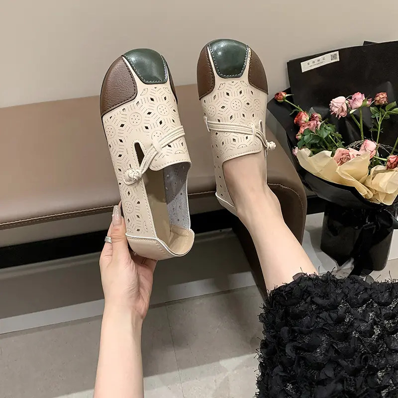 Shoes for Woman Flats Mokasin Summer Womens Sandals Slip on Barefoot Round Toe Hollow Comfortable Soft Cheap