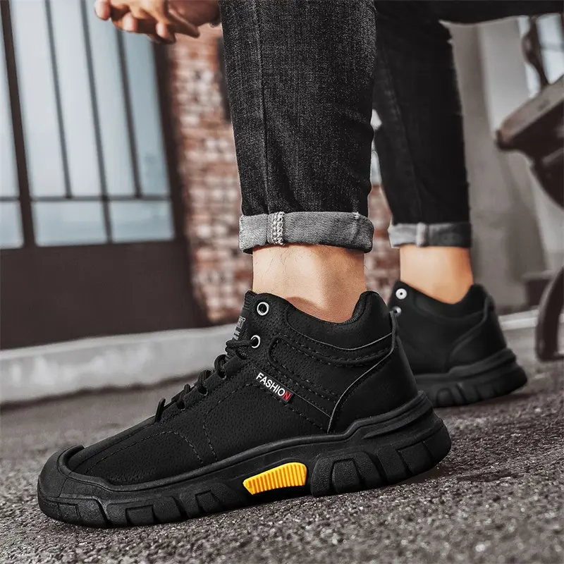 Men's Shoes Four Seasons Non-slip Wear-resistant High-top Hiking Shoes Fashion British Casual Shoes Outdoor Tooling Shoes