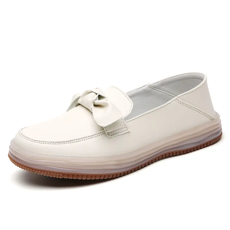 Genuine Leather Fashion Wedge Women Flats Retro Shoes Woman Slip On Women Shoe Moccasins Comfortable Tenis Feminino Plus Size