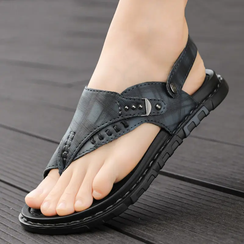 Hot Sale Men'S Sandals Genuine Leather Men Summer Shoes Leisure Slippers Flip-Flops Men Comfortable Footwear Soft Sandal Size 47