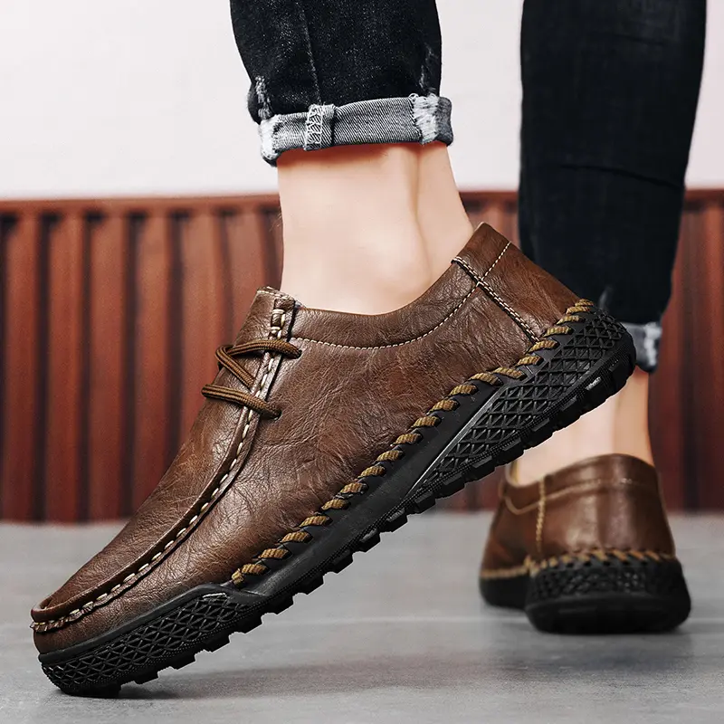 Genuine Leather Soft Casual Men Shoes Lightweight Leather Casual Shoes Men Loafers Comfy Moccasins All Match Driving Shoe