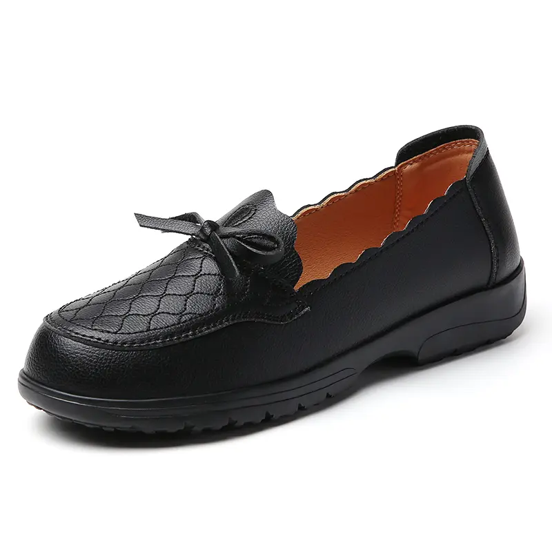 2025 Spring Autumn New Women's Single Shoes Loafers Wedges Soft Sole Comfortable Large Size Mother's Leather Mid-heel Pumps