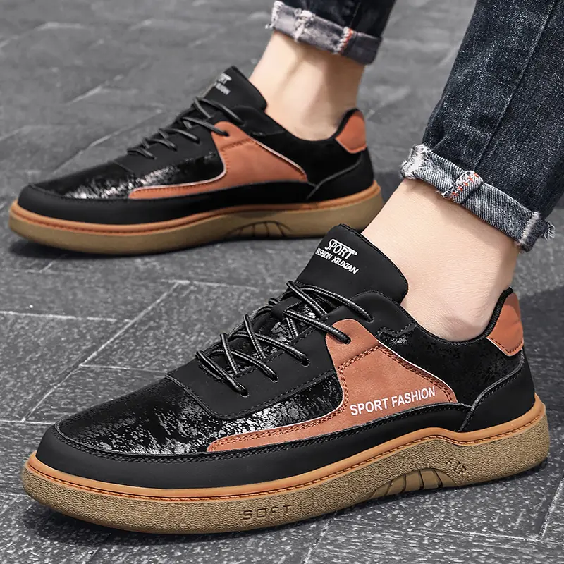 Mens Casual Leather Sneakers Classic Mens Masculino Leisure Walk Trainers Lace Up Men Outdoor Handmade Treking Footwear