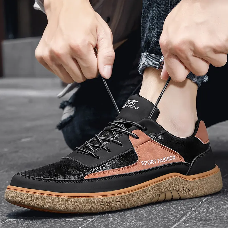 Mens Casual Leather Sneakers Classic Mens Masculino Leisure Walk Trainers Lace Up Men Outdoor Handmade Treking Footwear