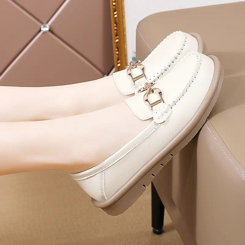 Round Head Women Casual Designer Women's Casual Shoes Flat Non Slip Lightweight Comfortable Set Wear Loafer Womens Single Shoes