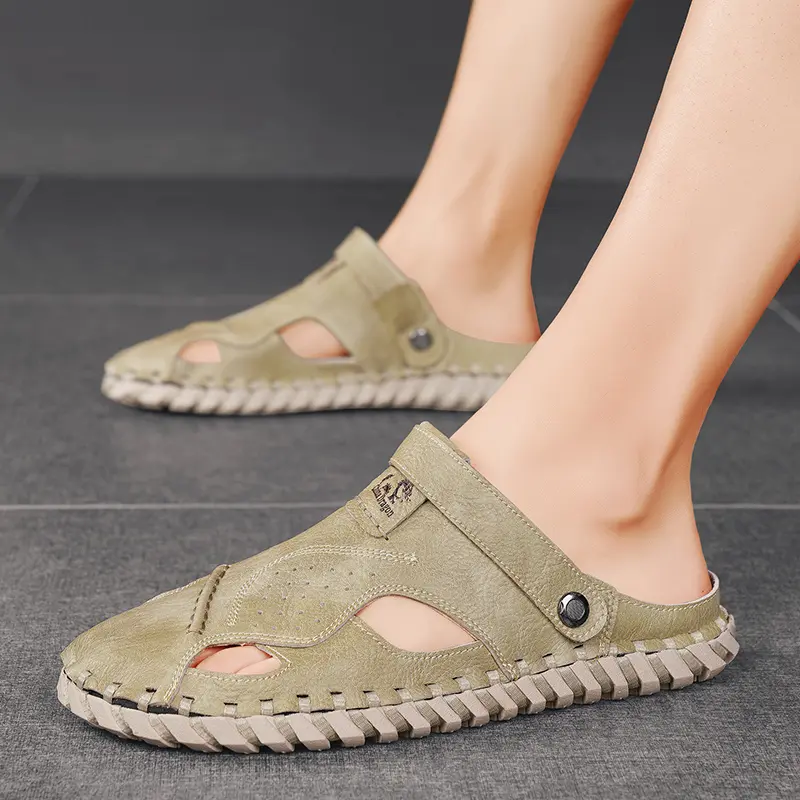 Summer Sandals Men Leather Classic Roman Sandals Slipper Outdoor Sneaker Beach Rubber Flip Flops Men Water Trekking Sandals