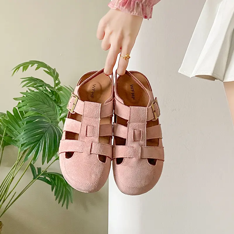 Hot-selling Sandals Versatile Baotou Fashion Sandals Women's Summer Hollow Woven Fish Bone Roman Shoes New Birken Shoes