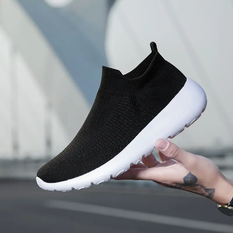 Women Flat Slip on Black Red Shoes Woman Lightweight Sneakers Casual Mesh Running Sports Men Big Size 43 Walking Anti Slip Slip