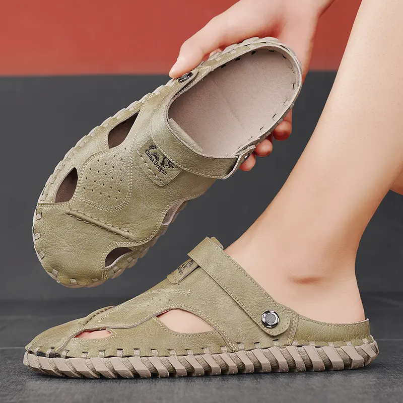Summer Sandals Men Leather Classic Roman Sandals Slipper Outdoor Sneaker Beach Rubber Flip Flops Men Water Trekking Sandals