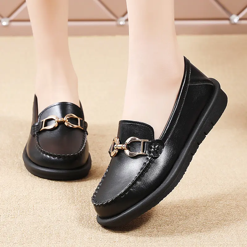 Round Head Women Casual Designer Women's Casual Shoes Flat Non Slip Lightweight Comfortable Set Wear Loafer Womens Single Shoes