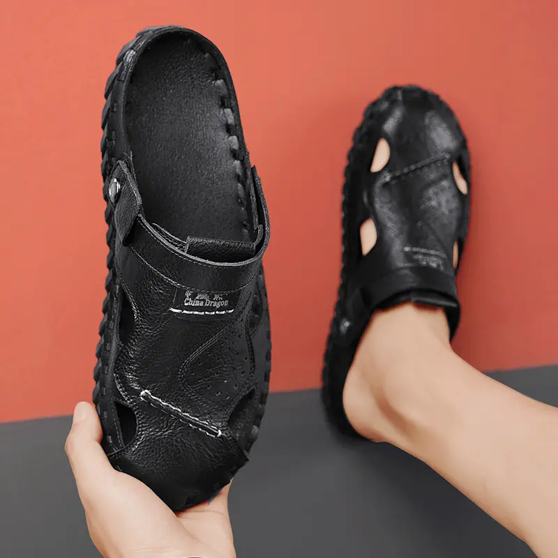 Summer Sandals Men Leather Classic Roman Sandals Slipper Outdoor Sneaker Beach Rubber Flip Flops Men Water Trekking Sandals